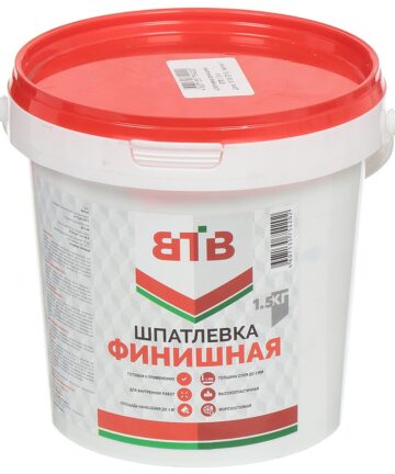 Шпатлевка ВТВ финишная ДЛЯ ВНУТ. РАБОТ, БЕЛОСНЕЖНАЯ, 1,5 кг