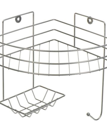 Полка для ванной металл 1 ярус, угловая, 21*21*32,5 см, ПУ-пр-008