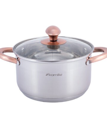 Кастрюля 3,0л из нерж.стали с крышкой и полыми медными ручками 4932