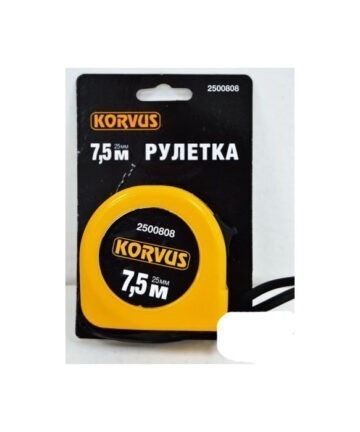 Рулетка обрезиненный корпус 7,5м*25мм KORVUS