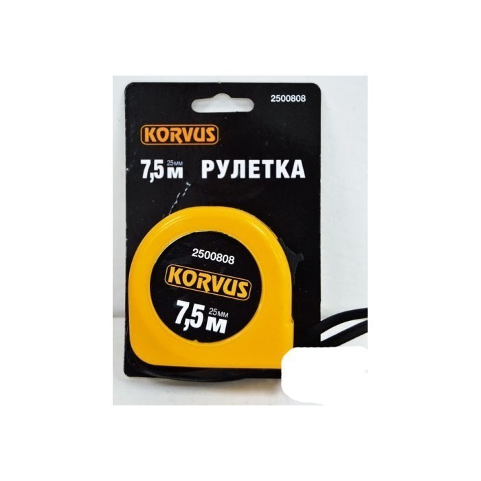 Рулетка обрезиненный корпус 7,5м*25мм KORVUS