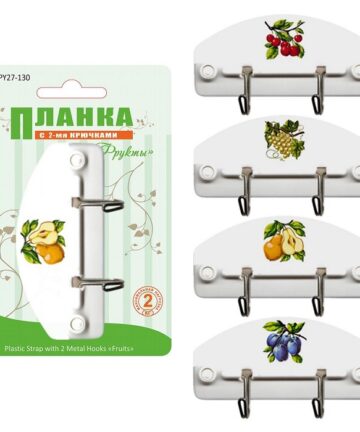 Крючки на планке 2шт "Фрукты" пластик/металл, микс МУЛЬТИДОМ BL PY27-130