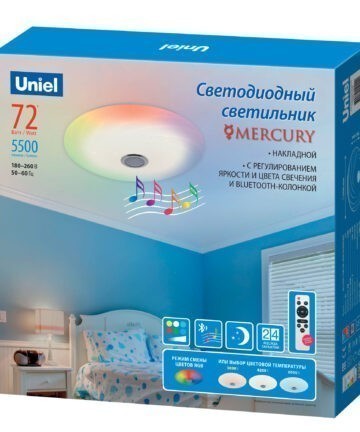 Uniel св-к св/д управляемый 72W(5500lm) 2-4-6K RGB 500x95 Bluetooth пульт ULI-D291MERCURY