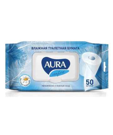 Туалетная бумага влажная "AURA ULTRA COMFORT" с крышкой 50шт