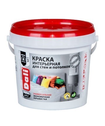 КРАСКА АКРИЛОВАЯ "DALI" ИНТЕРЬЕРНАЯ БЕЛОСНЕЖНАЯ 0,9 Л (6) "РОГНЕДА"