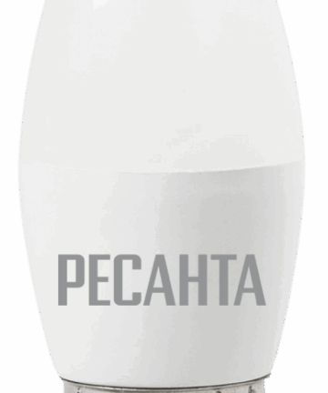 Лампа светодиодная LL-R-С37-6W-230-3K-E27 (свеча, 6Вт, тепл., Е27) Ресанта 76/1/9
