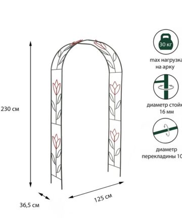 Арка садовая прямая разборная "Тюльпан"