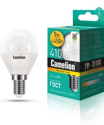 Camelion LED5-G45/830/E14 (Эл.лампа светодиодная 5Вт 220В) 12027