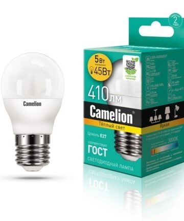 Camelion LED5-G45/830/E27 (Эл.лампа светодиодная 5Вт 220В) 12028