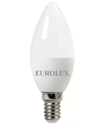 Лампа светодиодная LL-E-C37-6W-230-2,7K-E14 (свеча, 6Вт, тепл., Е14) Eurolux 76/2/2