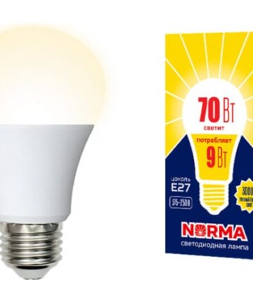 LED-A60-9W/3000К/E27/FR/NR Лампа светодиодная. Форма «А» матовая. Серия Norma.Теплый белый свет