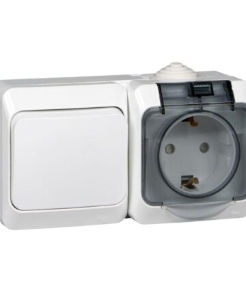 Блок ОП Этюд IP44 бел. (1-кл. выкл.+евророз. защ. шторки) SchE BPA16-241B