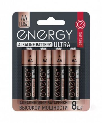 БАТАРЕЙКА "ENERGY" ALKALINE ULTRA LR6/8B ТИП АА (8 ШТ. В БЛИСТЕРЕ) (10/80)