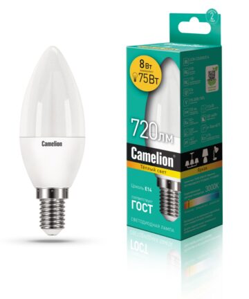 Camelion LED8-C35/830/E14 (Эл.лампа светодиодная 8Вт 220В) 12385