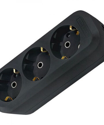 Колодка розеточная 3 гнезда 2П+З 16А 250В черная TDM SQ1806-0113