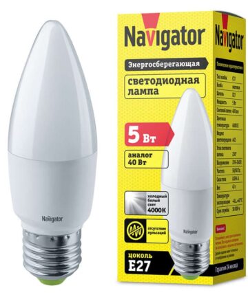 Лампа светодиодная 94 483 NLL-P-C37-5-230-4K-E27 Navigator 94483