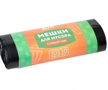 Мешки для мусора "Домашний Сундук" СТАНДАРТНЫЕ 30л в рулоне 30шт 7мкм черные ДС-146