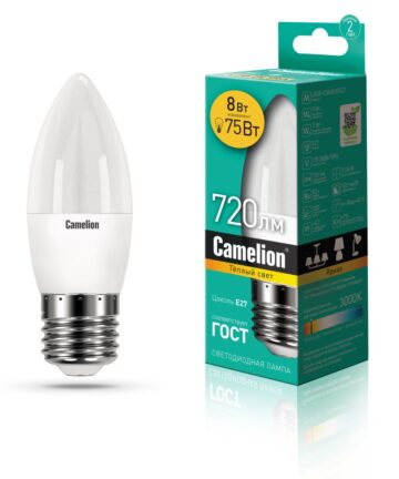 Camelion LED8-C35/830/E27 (Эл.лампа светодиодная 8Вт 220В) 12389