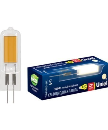 LED-JC-220/6W/3000K/G4/CL GLZ08TR Лампа светодиодная, прозрачная. Теплый белый свет (3000К). Картон.