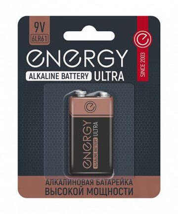 БАТАРЕЙКА "ENERGY" ALKALINE ULTRA 6LR61/1B (1 ШТ. В БЛИСТЕРЕ) (1/10/80)