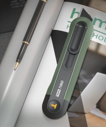 Нож "Home Series Green" Deli HT4008L Т-образное лезвие с механизмом автоматического возврата 104614
