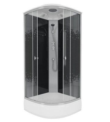 Душ.кабина NG- 3504-14BLACK (900*900*2150) средний поддон (26см) стекло МОЗАИКА 4места