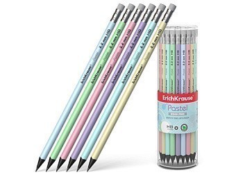 Пластиковый чернографитный круглый карандаш с ластиком ErichKrause® Pastel HB 55272