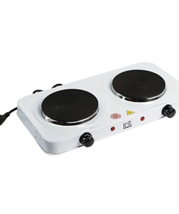 Плита электрическая 2 конфорки IRIT IR-8008, 2кВт, диск, эмаль, белая