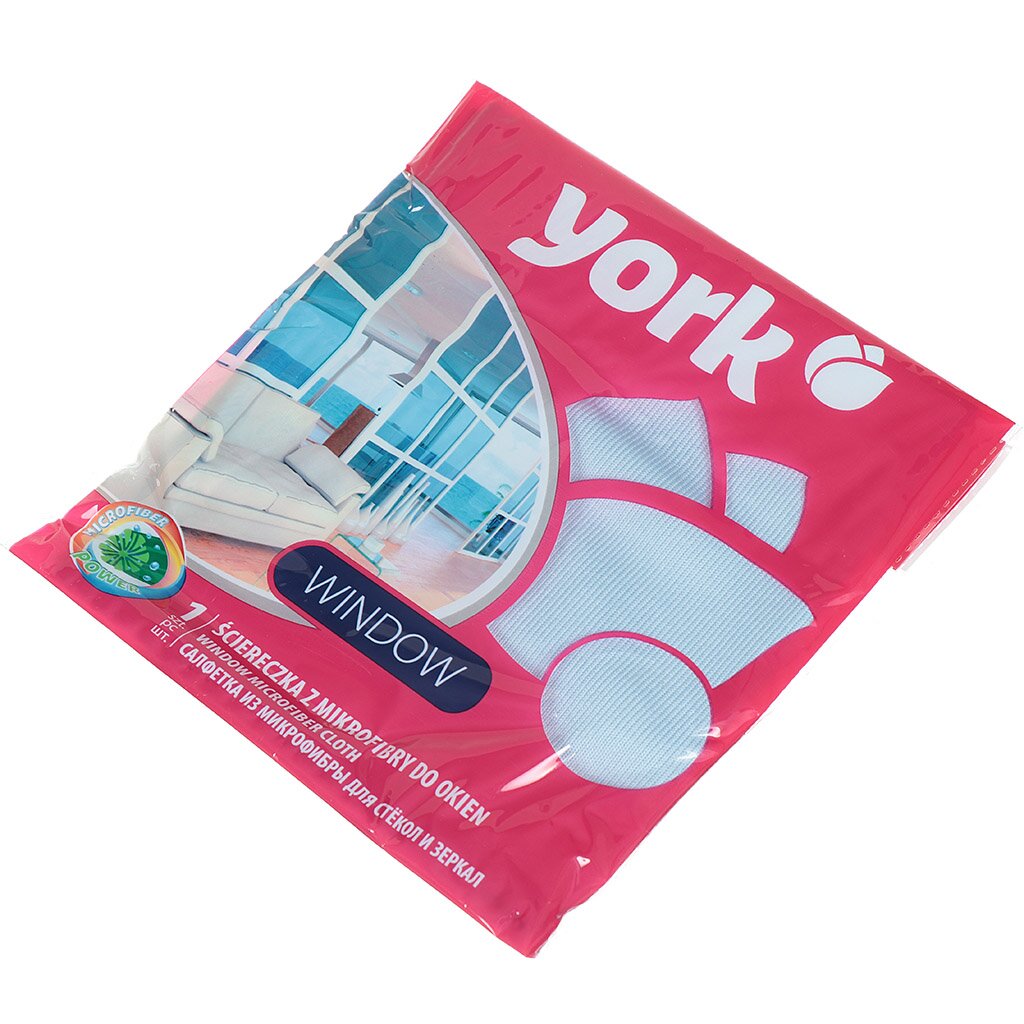 Салфетка для уборки стекла, зеркал 30*30см, микрофибра 026150 York