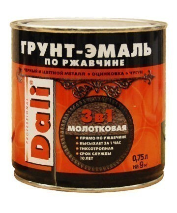 ГРУНТ- ЭМАЛЬ ПО РЖАВЧИНЕ "DALI" 3 В 1 МОЛОТКОВАЯ СЕРЕБРИСТАЯ 0,75 Л (6) "РОГНЕДА"