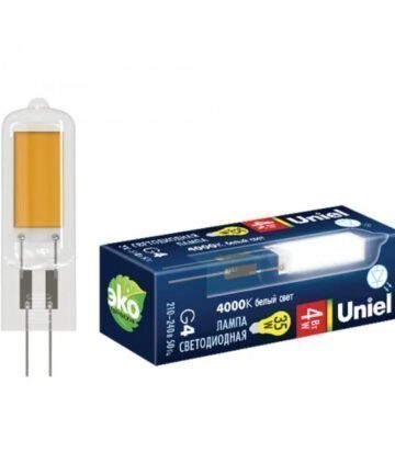 LED-JC-220/6W/4000K/G4/CL GLZ08TR Лампа светодиодная, прозрачная. Белый свет (4000К). Картон. ТМ Uni