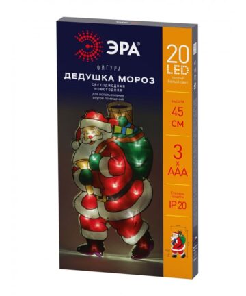 Фигура светодиодная "Дед Мороз", 20LED, 45*24см, 3*ААА ЭРА ENGDS-16