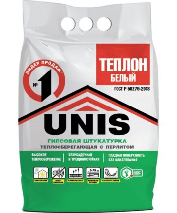 ЮНИС ТЕПЛОН БЕЛЫЙ ШТУКАТУРКА ГИПСОВАЯ 5 КГ