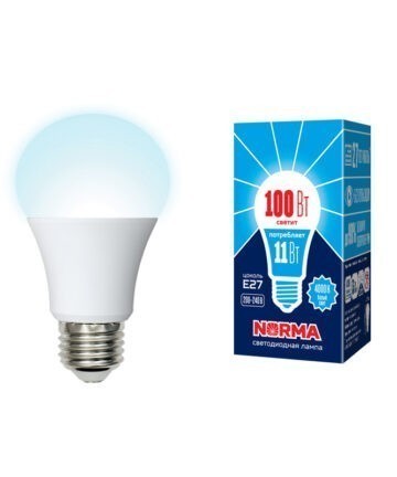 LED-A60-11W/NW/E27/FR/NR Лампа светодиодная. Форма «А», матовая. Серия Norma. Белый свет.